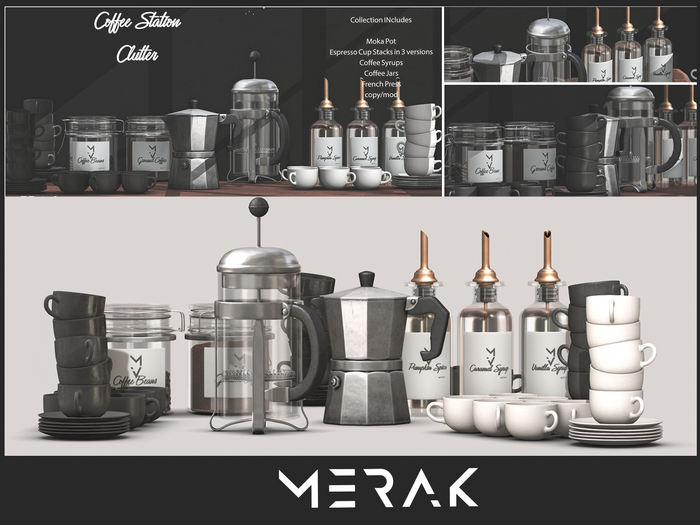 Second Life Marketplace - [Merak] - Coffee Station Clutter